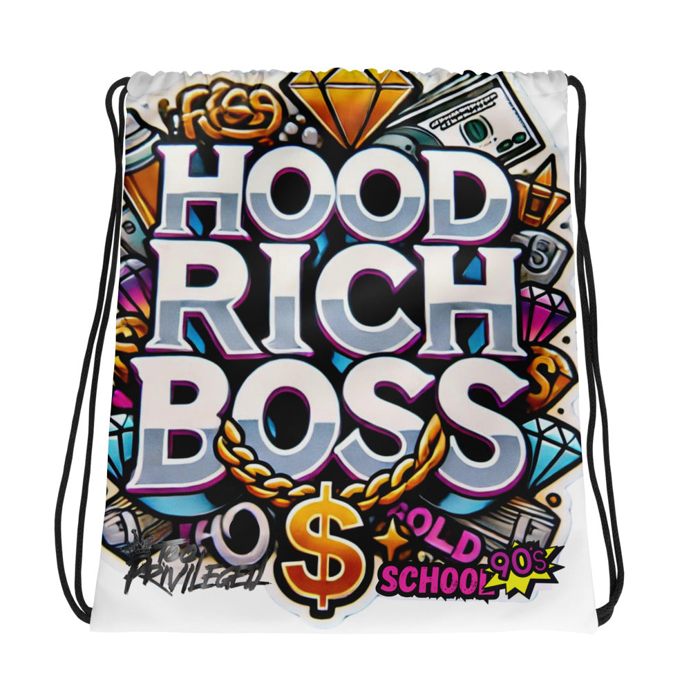 HRB Gold $ Drawstring Bag