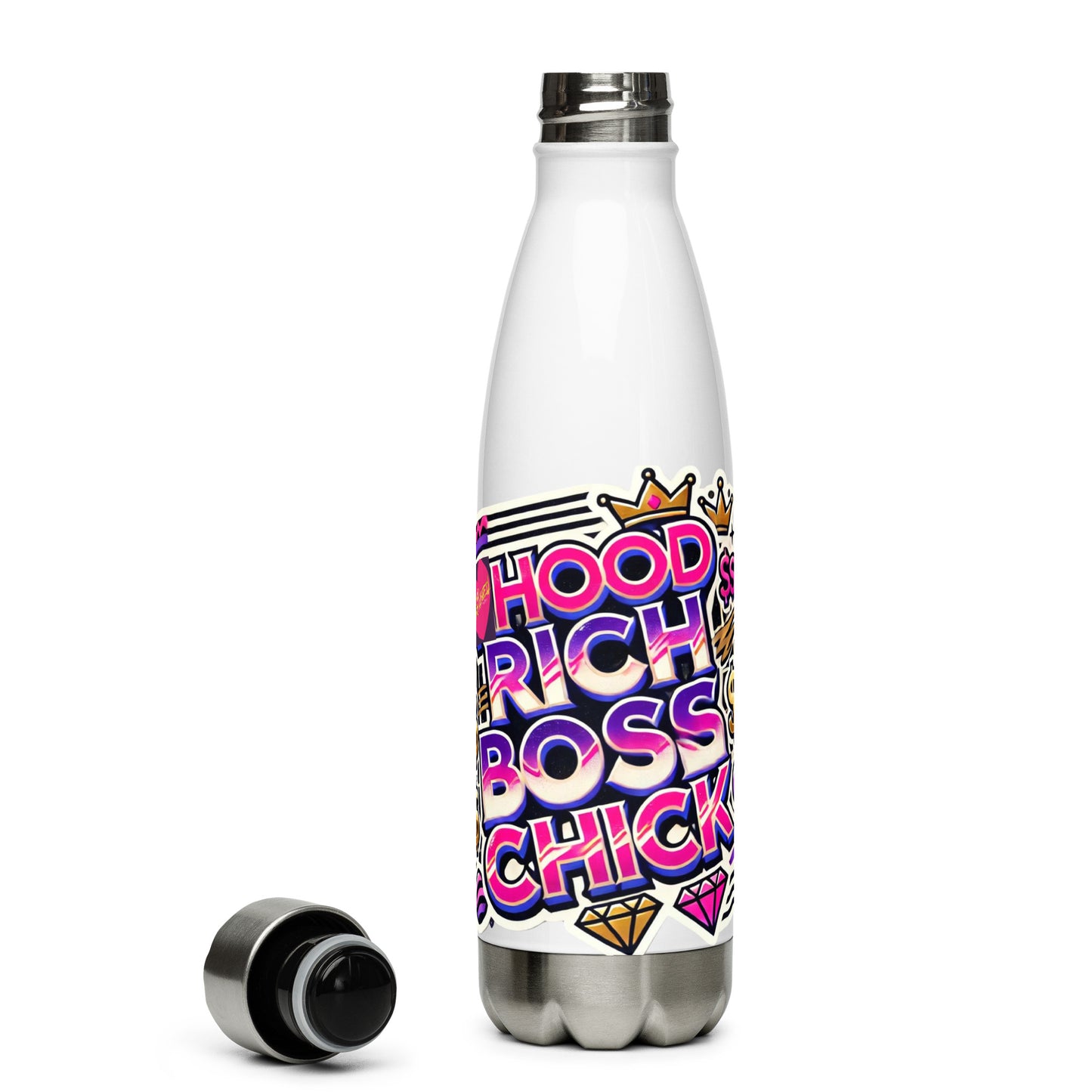 HEBC Pink Heart Stainless Steel Water Bottle