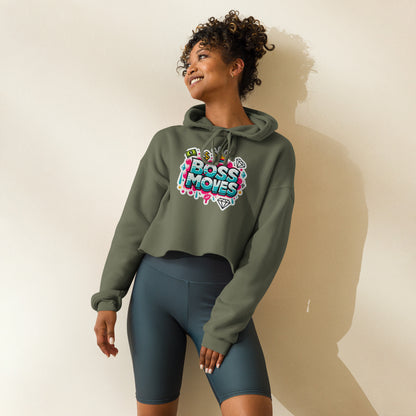 90s Inspired Boss Moves Crop Hoodie