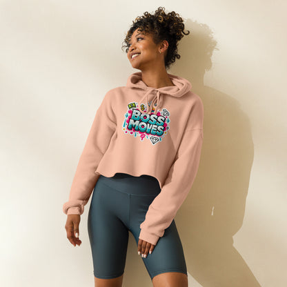 90s Inspired Boss Moves Crop Hoodie